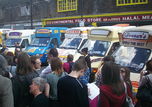 Fleet ice cream vans in city of london