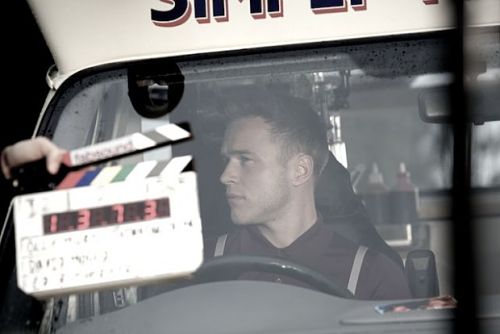 Olly's next take filming his music video