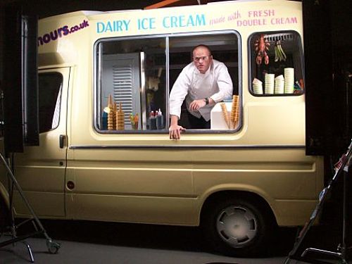 Ice cream van and Heston in photo shoot 